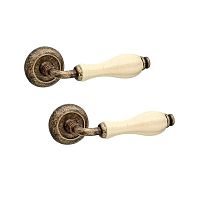 Ручки на розетте FIMET Lady 148 (231C) F23 античная бронза/бежевый фарфор